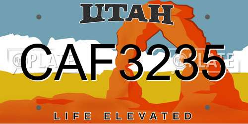 CAF3235 Utah License Plate