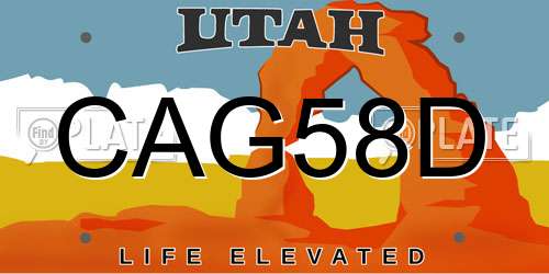 CAG58D Utah License Plate