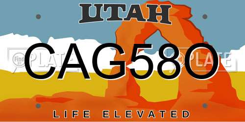 CAG58O Utah License Plate