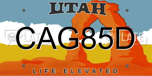 CAG85D Utah License Plate