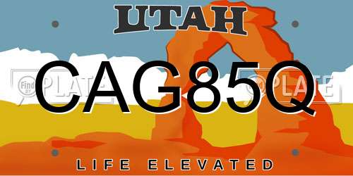 CAG85Q Utah License Plate