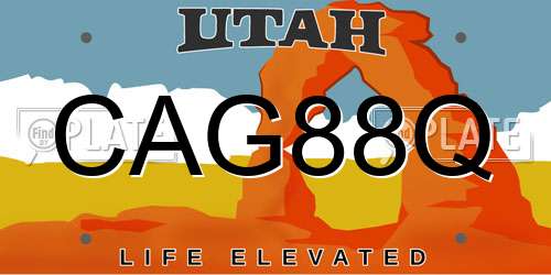 CAG88Q Utah License Plate