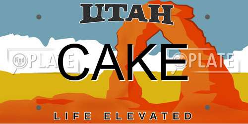 CAKE Utah License Plate