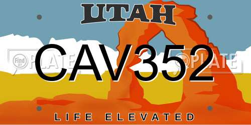 CAV352 Utah License Plate