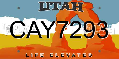 CAY7293 Utah License Plate