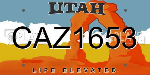 CAZ1653 Utah License Plate