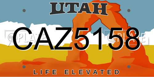 CAZ5158 Utah License Plate