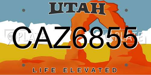 CAZ6855 Utah License Plate