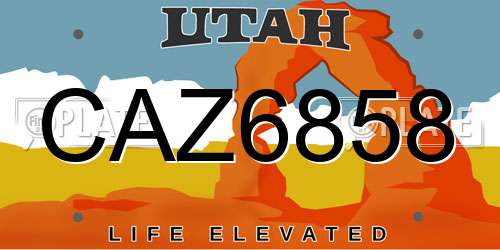CAZ6858 Utah License Plate