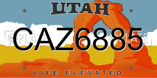 CAZ6885 Utah License Plate