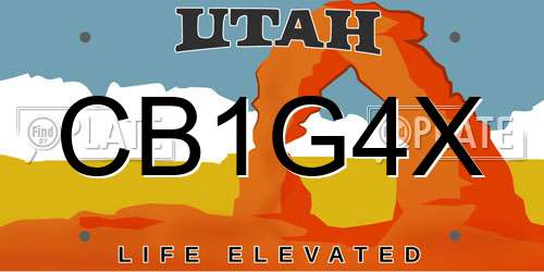 CB1G4X Utah License Plate