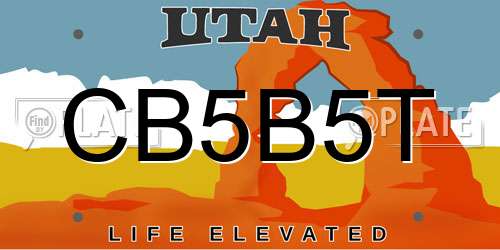 CB5B5T Utah License Plate