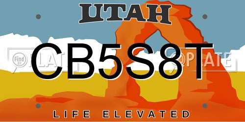 CB5S8T Utah License Plate