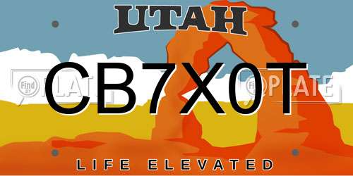 CB7X0T Utah License Plate
