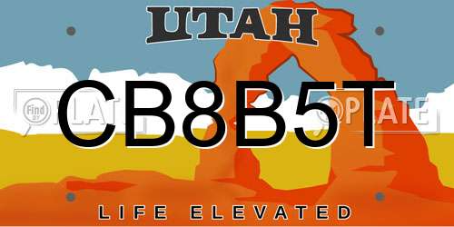 CB8B5T Utah License Plate