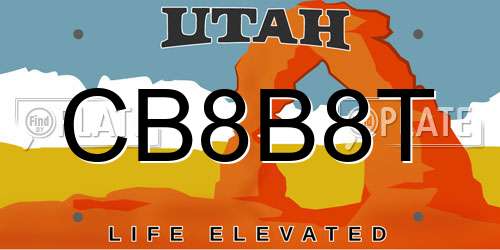 CB8B8T Utah License Plate