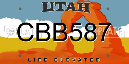 CBB587 Utah License Plate