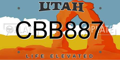 CBB887 Utah License Plate