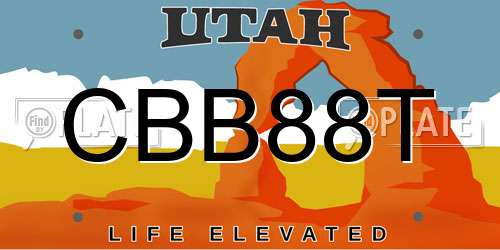 CBB88T Utah License Plate