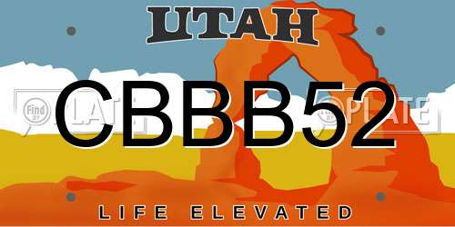 CBBB52 Utah License Plate