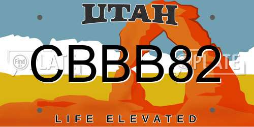 CBBB82 Utah License Plate