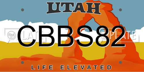 CBBS82 Utah License Plate