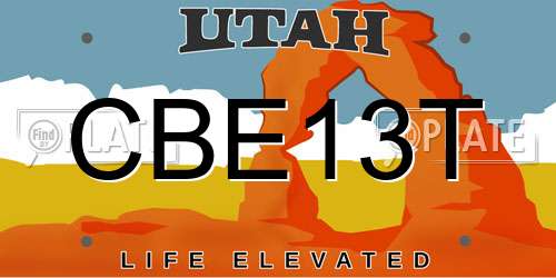 CBE13T Utah License Plate