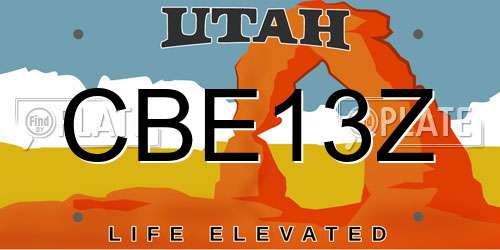 CBE13Z Utah License Plate