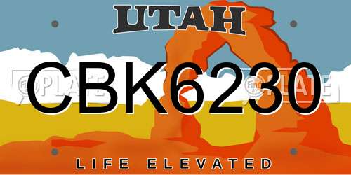 CBK6230 Utah License Plate