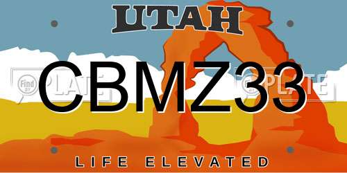 CBMZ33 Utah License Plate