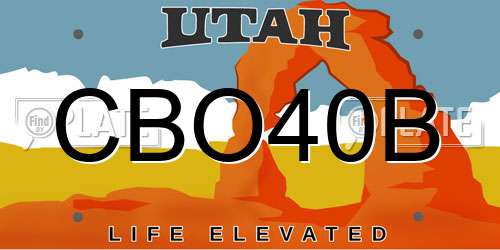 CBO40B Utah License Plate
