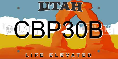 CBP30B Utah License Plate