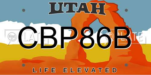 CBP86B Utah License Plate