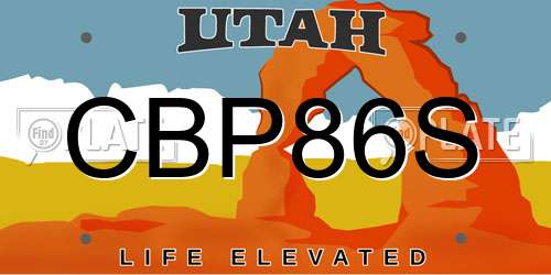 CBP86S Utah License Plate