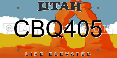 CBQ405 Utah License Plate