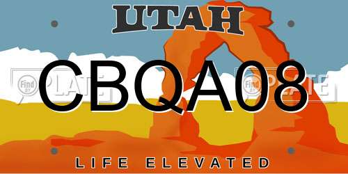 CBQA08 Utah License Plate