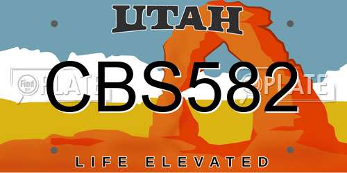 CBS582 Utah License Plate