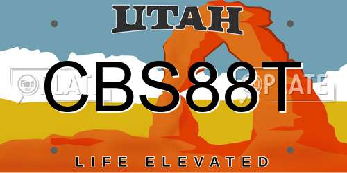 CBS88T Utah License Plate