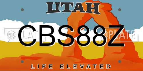 CBS88Z Utah License Plate