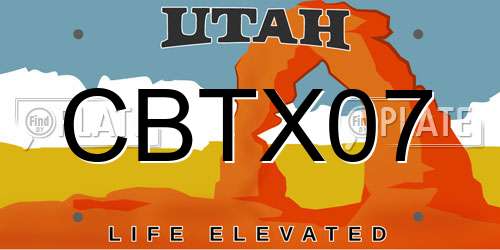 CBTX07 Utah License Plate