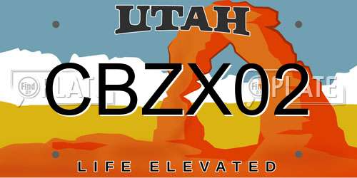 CBZX02 Utah License Plate