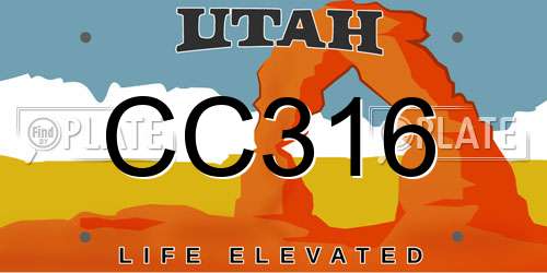 CC316 Utah License Plate