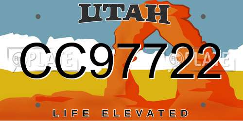 CC97722 Utah License Plate
