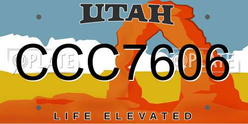 CCC7606 Utah License Plate