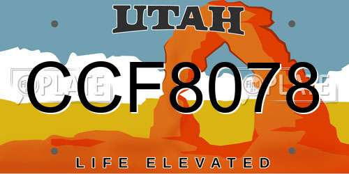 CCF8078 Utah License Plate