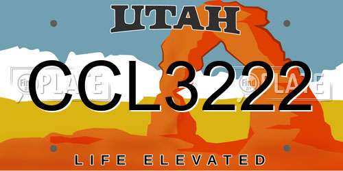 CCL3222 Utah License Plate