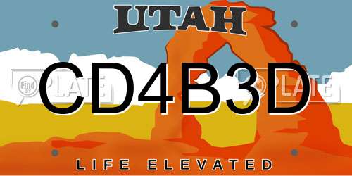 CD4B3D Utah License Plate