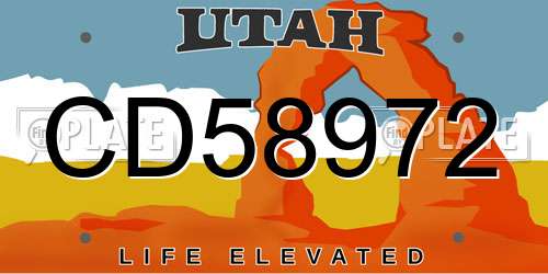 CD58972 Utah License Plate