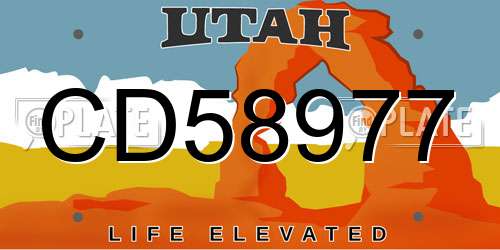 CD58977 Utah License Plate