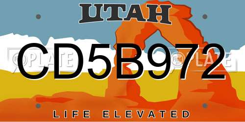CD5B972 Utah License Plate